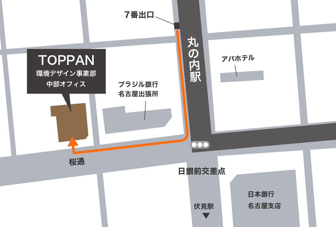 expace office CHUBUまでのマップ